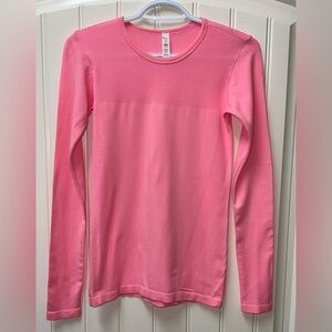 EUC WOMENS Sz SMALL ALO YOGA ATHLETIC SHIRT TOP PINK LONG SLEEVED